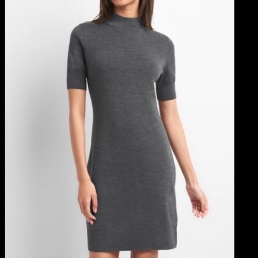 Gap Charcoal Merino Wool Sweater Dress Knee Length